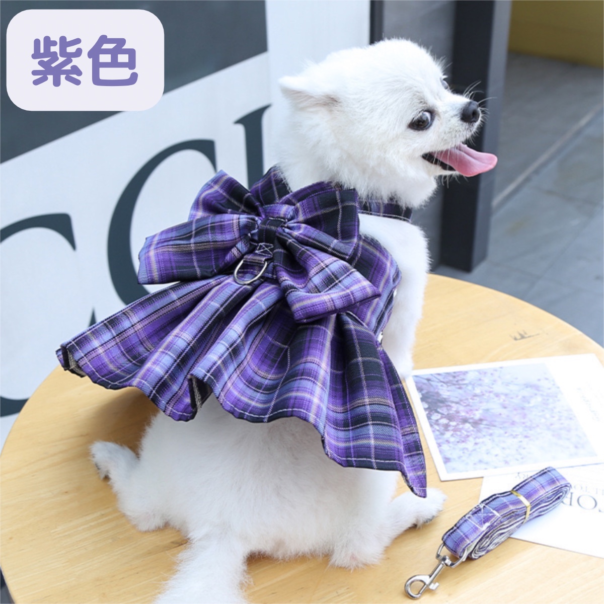 ペット用品 犬服 ドッグウェア  ペットウェア リボン柄　リード付き　かわいい　おしゃれ　ワ ンちゃんの服　小型犬　中型犬　春夏秋冬　 お散歩　お出かけ　｜kouhi-store｜03