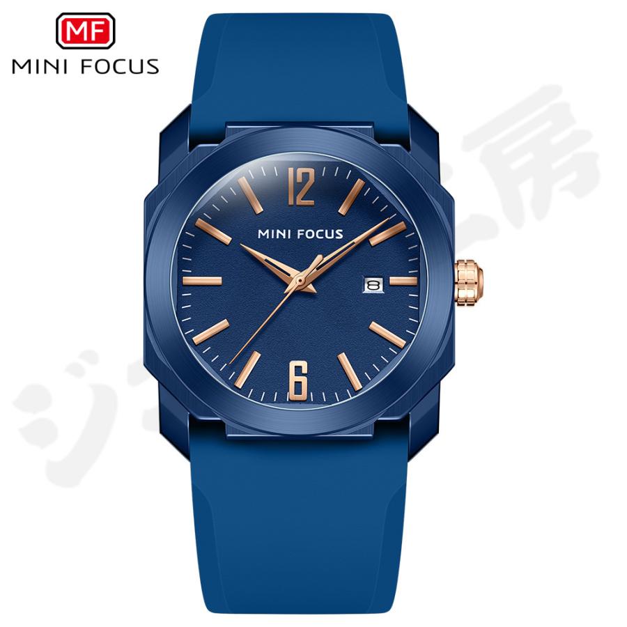 腕時計 MINI FOCUS メンズ腕時計 日本製ムーブメント 防水 カレンダー シリコンストラップ メンズウォッチ0248G 父の日 ギフト｜kouhukudo｜05