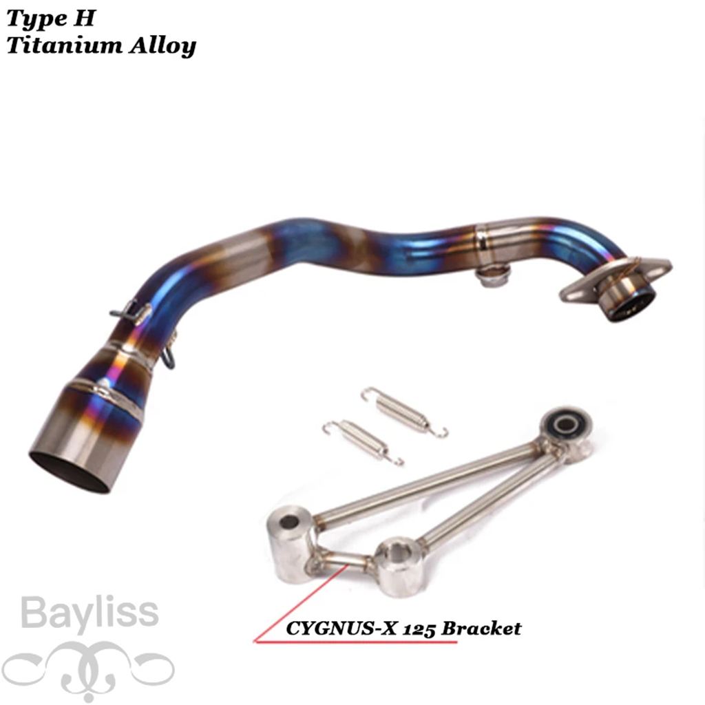 【並行輸入品】 バイク排気フルシステムチタン合金接続リンクチューブフロントリンクパイプyamaha bws 125 CYGNUS-X 125ccの画像