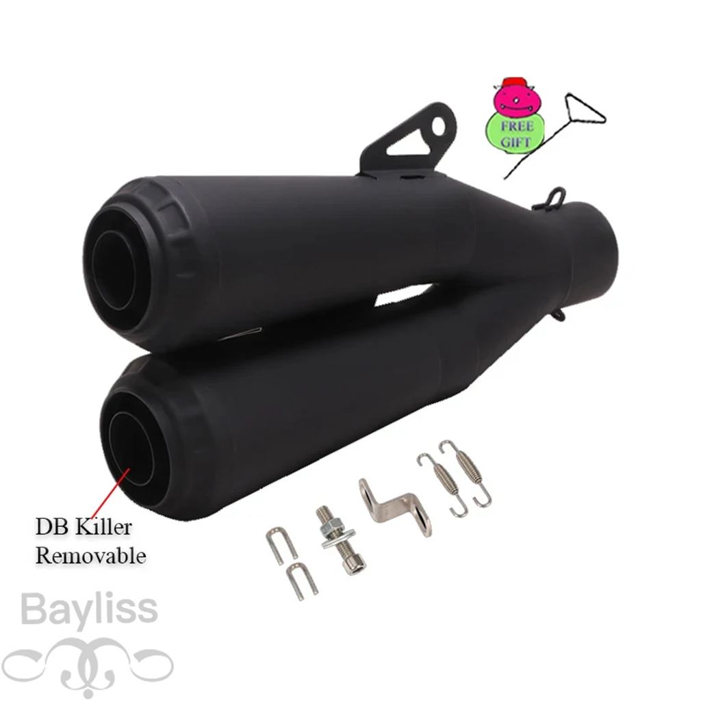 【並行輸入品】 汎用バイク 二輪エキゾースト MT-09 r1 z1000 er6n s1000rr dl250 cb500 250用ダブルエキゾーストサイレンサー カスタム 60mmの画像
