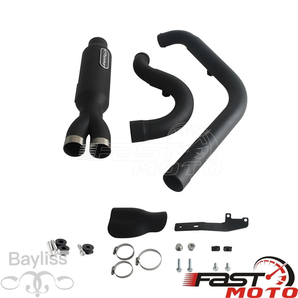 【並行輸入品】 バイクマフラーハーレーローライダー FXLR ストリートボブ 2-in-1 排気システムサイレンサービッグボア 1.75 インチ 2インチ リンクパイプ