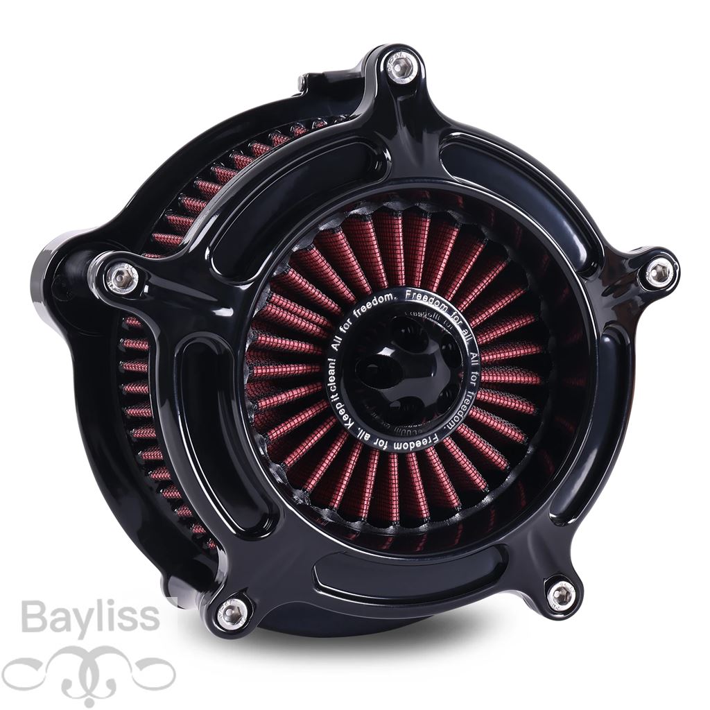 【並行輸入品】ハーレーツーリング2024年以降 ツーリングCVO ソフテイル2025年以降用グロスブラック スパイクタービン エアクリーナーフィルターの画像