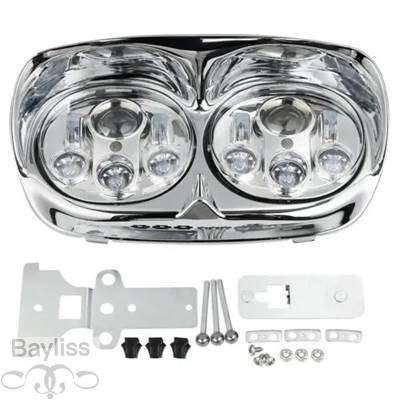 【並行輸入品】 バイク用デュアルLEDヘッドライト 内側外側フェアリング ハーレーロードグライド用 1998-2013 5.75インチ