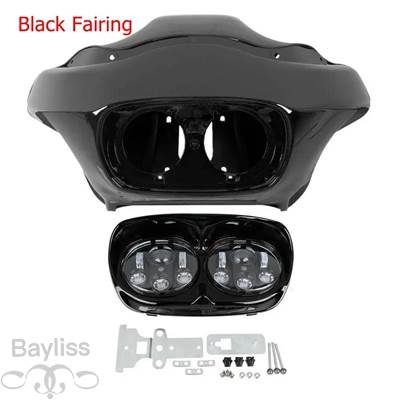 【並行輸入品】 バイク用デュアルLEDヘッドライト 内側外側フェアリング ハーレーロードグライド用 1998-2013 5.75インチ