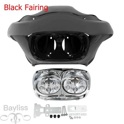 【並行輸入品】 バイク用デュアルLEDヘッドライト 内側外側フェアリング ハーレーロードグライド用 1998-2013 5.75インチ