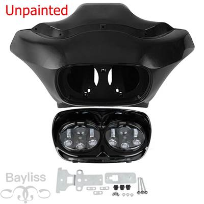 【並行輸入品】 バイク用デュアルLEDヘッドライト 内側外側フェアリング ハーレーロードグライド用 1998-2013 5.75インチ