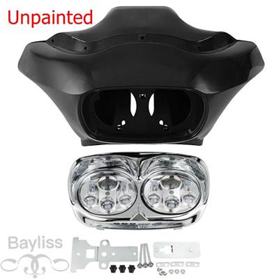 【並行輸入品】 バイク用デュアルLEDヘッドライト 内側外側フェアリング ハーレーロードグライド用 1998-2013 5.75インチ
