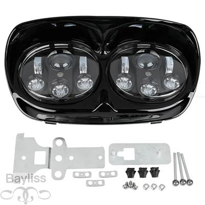【並行輸入品】 バイク用デュアルLEDヘッドライト 内側外側フェアリング ハーレーロードグライド用 1998-2013 5.75インチ