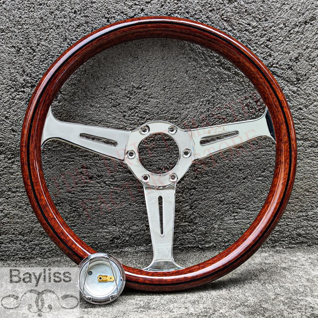 並行輸入品】14インチJDMクラシックウッドステアリングホイール358mm 