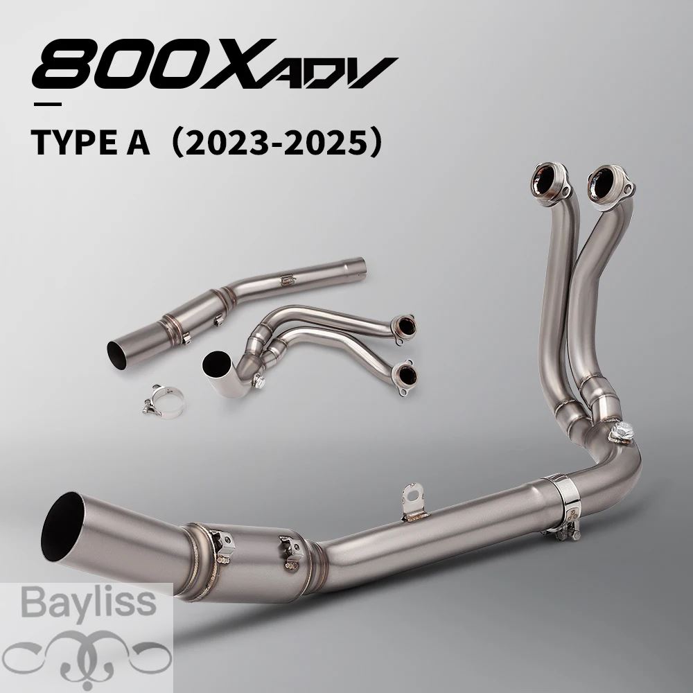 【並行輸入品】スリップオン ADV800X 2023 - 2025 バイク排気システム排気ステンレスフロントミッドリンク 60 mmパイプの画像