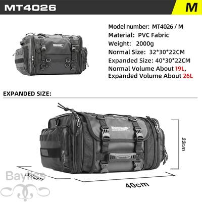 【並行輸入品】 ラインストーンowalk-バイクバックシートバッグ 防水性拡張可能バイクラゲッジパンサー テールサドル モーターアクセサリー 19l-80lの画像