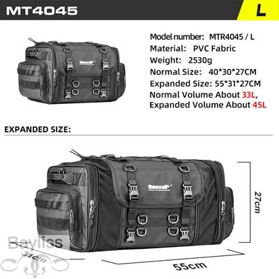 【並行輸入品】 ラインストーンowalk-バイクバックシートバッグ 防水性拡張可能バイクラゲッジパンサー テールサドル モーターアクセサリー 19l-80lの画像