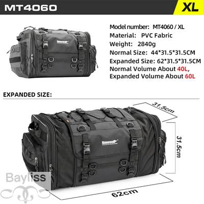 【並行輸入品】 ラインストーンowalk-バイクバックシートバッグ 防水性拡張可能バイクラゲッジパンサー テールサドル モーターアクセサリー 19l-80lの画像