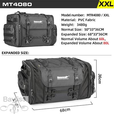 【並行輸入品】 ラインストーンowalk-バイクバックシートバッグ 防水性拡張可能バイクラゲッジパンサー テールサドル モーターアクセサリー 19l-80lの画像