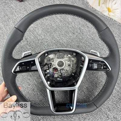 【並行輸入品】 アウディa6 a7 c8用レザーステアリングホイール フラットソール スポーツパーツ アップグレードs6 s7 rs 6 s 7の画像