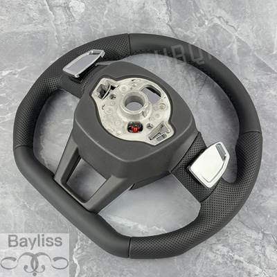 【並行輸入品】 アウディa6 a7 c8用レザーステアリングホイール フラットソール スポーツパーツ アップグレードs6 s7 rs 6 s 7の画像