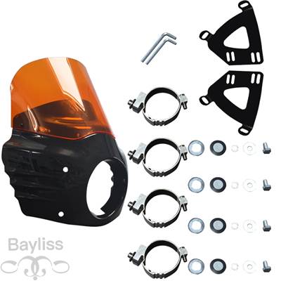 【並行輸入品】 バイクヘッドライトフェアリング クランプ付き fxbb スーパーグライド fxd ストリートボブ ローライダー dyna ds rw 11インチ 49mmの画像