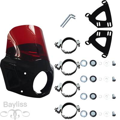 【並行輸入品】 バイクヘッドライトフェアリング クランプ付き fxbb スーパーグライド fxd ストリートボブ ローライダー dyna ds rw 11インチ 49mmの画像