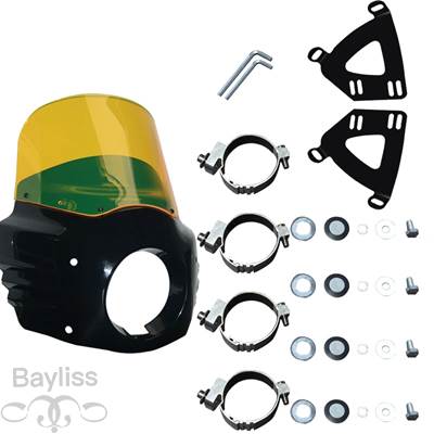 【並行輸入品】 バイクヘッドライトフェアリング クランプ付き fxbb スーパーグライド fxd ストリートボブ ローライダー dyna ds rw 11インチ 49mmの画像