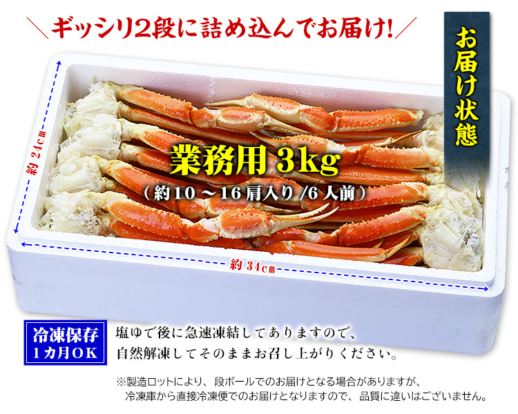 かに カニ メガ盛りボイル ずわいがに 足食べ放題 【A】中型サイズ3kg