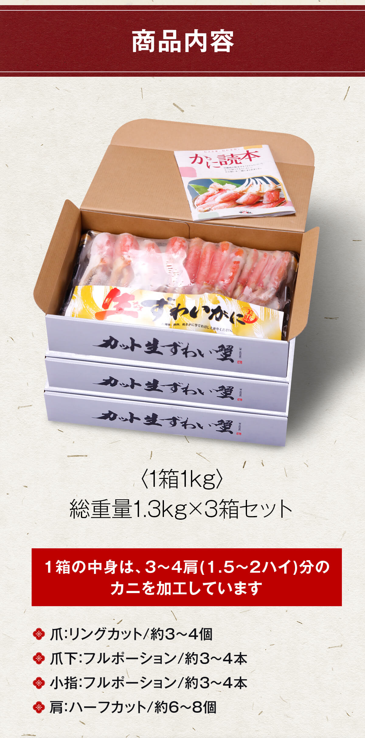 甲羅組 カニしゃぶ＆カニ鍋福袋【お刺身OK】カット生ずわい蟹