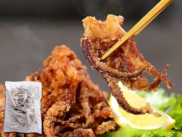 イカゲソ竜田揚げ 500g いか 烏賊 下足 ゲソ 唐揚げ 弁当 時短 簡単 調理 つまみ 肴 スルメ するめ フライ 爆買