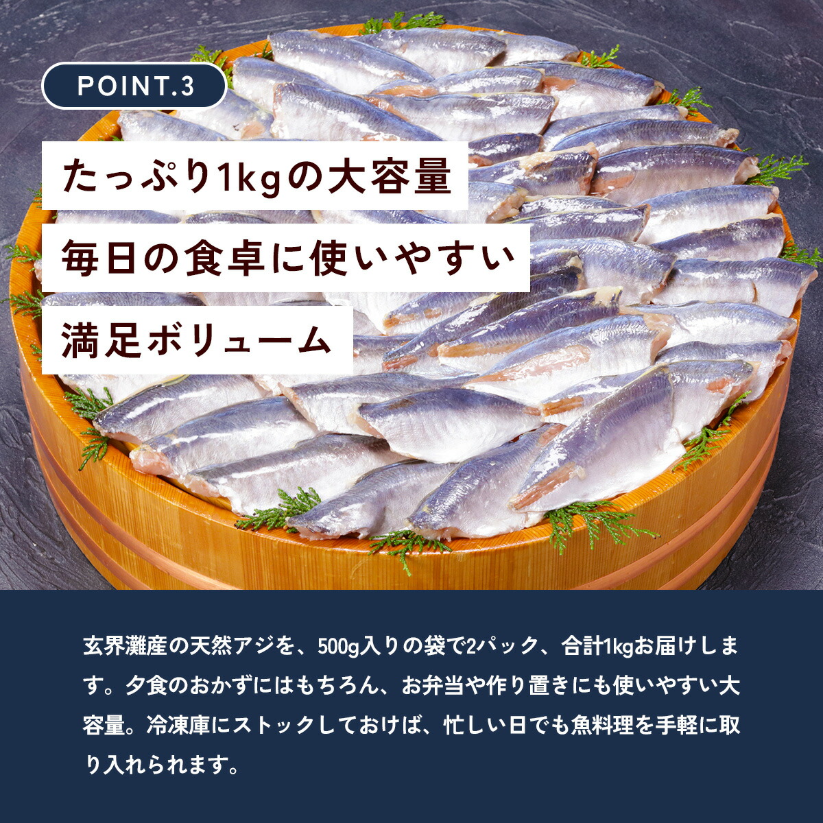 【玄界灘産】骨取り 天然小アジ切身 たっぷり1...の詳細画像3