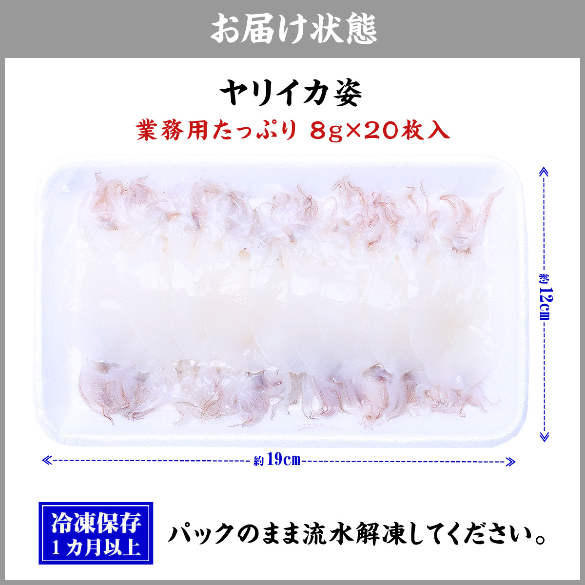 ヤリイカ姿（8g×20枚入り）  刺身 寿司 生食用 冷凍 いか イカ 烏賊 イカゲソ おつまみ FF MW｜kouragumi｜07