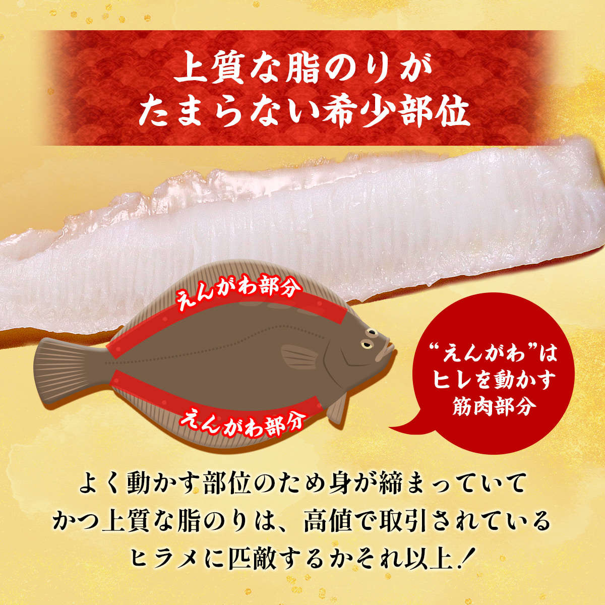 天然 カラスガレイ えんがわ （200g）お刺身用 からすがれい 鰈 かれい エンガワ 縁側 カレイ 肉厚 炙り ポイント利用 | 甲羅組 | 07