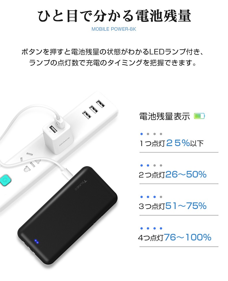 モバイルバッテリー 10000mAh 大容量 3ケーブル内蔵 スマホ充電器 軽量 残量表示 スタンド機能 1USBポート 4台同時充電 PSE認証  iPhone/iPad/Android対応 TSUNEO :CD08K0:宏盛商店 - 通販 - Yahoo!ショッピング