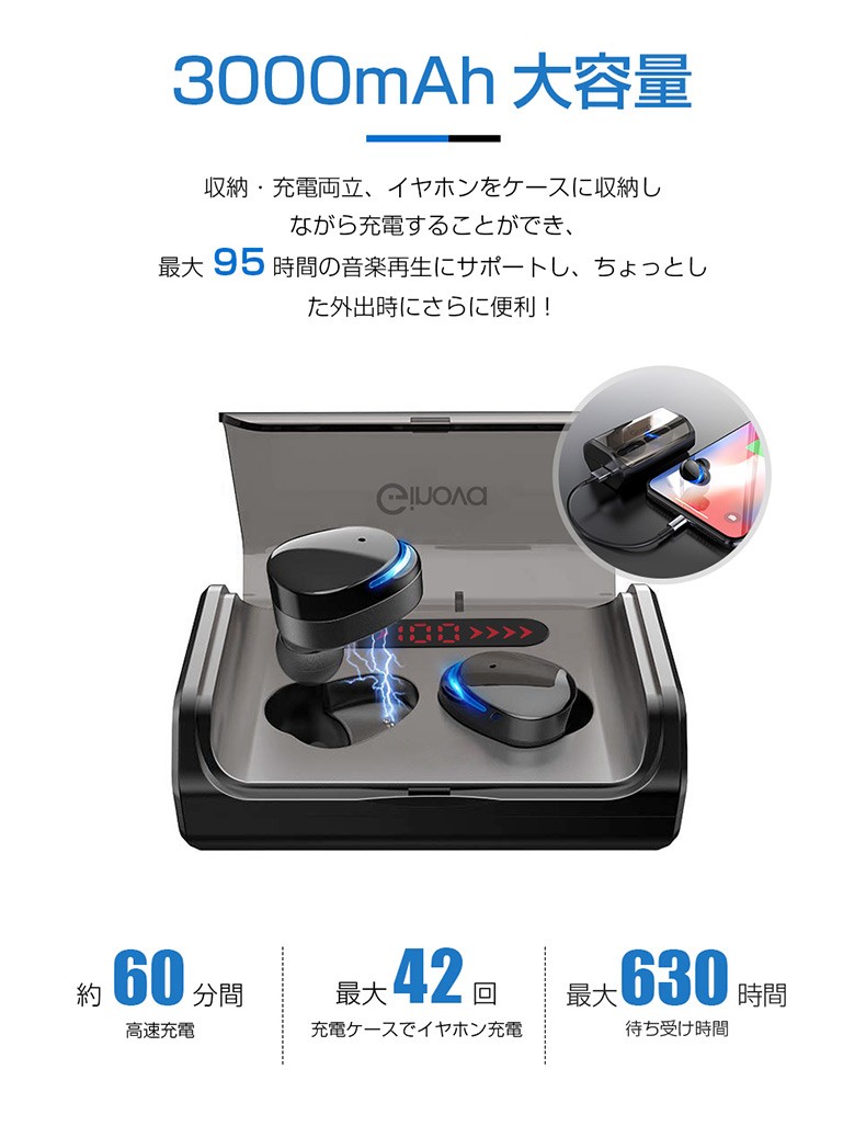 ワイヤレスイヤホン Bluetooth5.1 イヤホン 自動ペアリング 両耳 左右