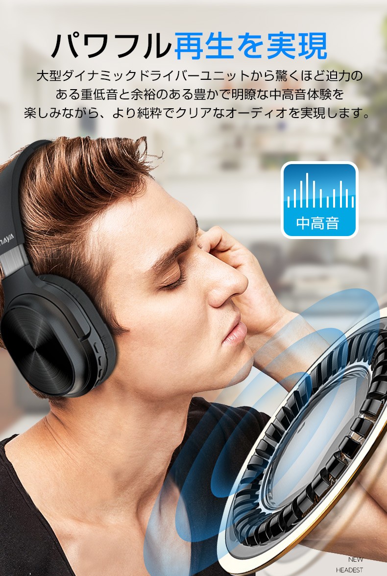 ヘッドホン Bluetooth5.0 ワイヤレス マイク付き 有線 無線兼用 3.5mm 