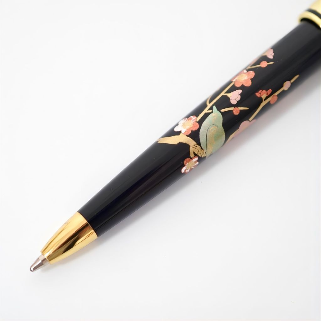 山中 漆芸ボールペン 梅に鶯 蒔絵 お土産 伝統工芸 御礼 漆器 海外