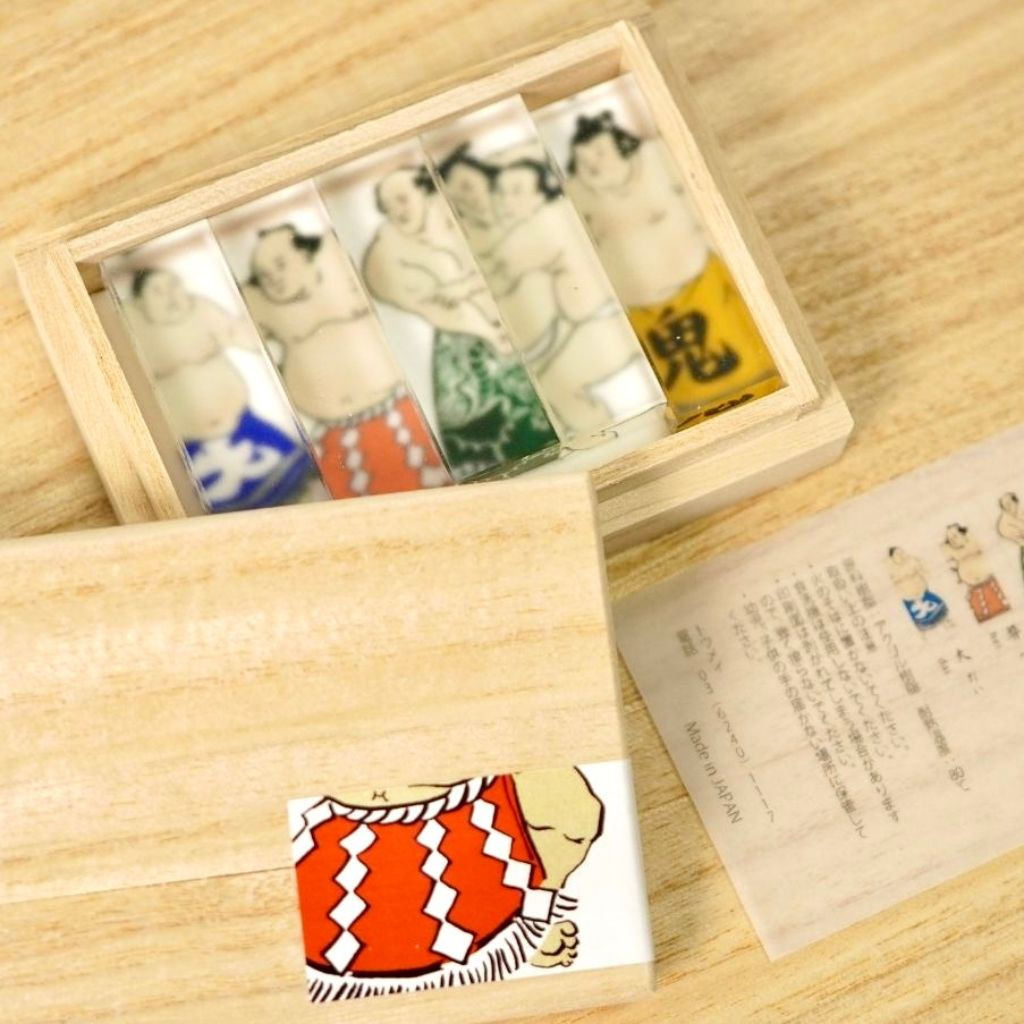 toumei 箸置き 関取 5個セット 木箱入り 益木樹脂 力士 相撲 箸置 日本