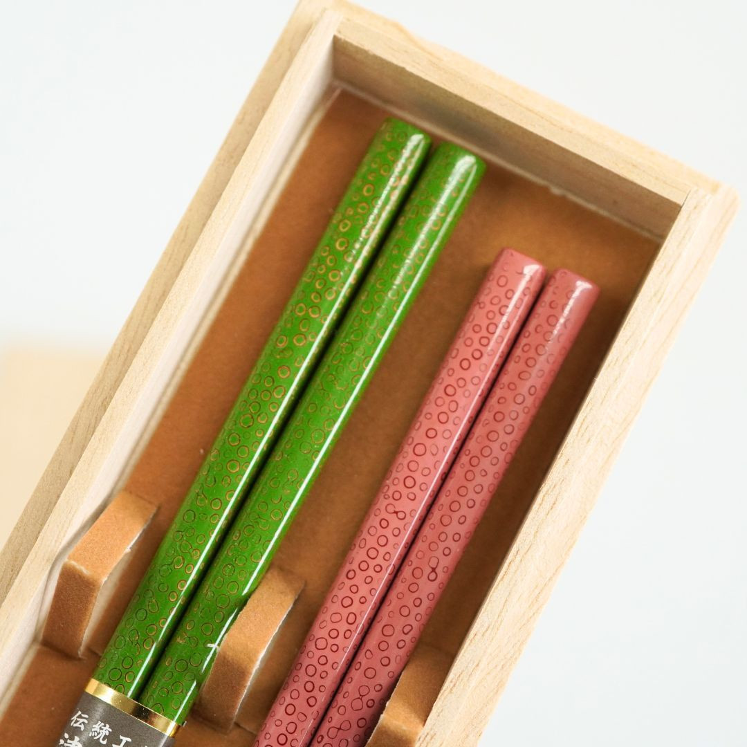 津軽 ななこ塗 夫婦細箸 （20.5cm/24.2cm）桐箱入り ペア箸 日本製