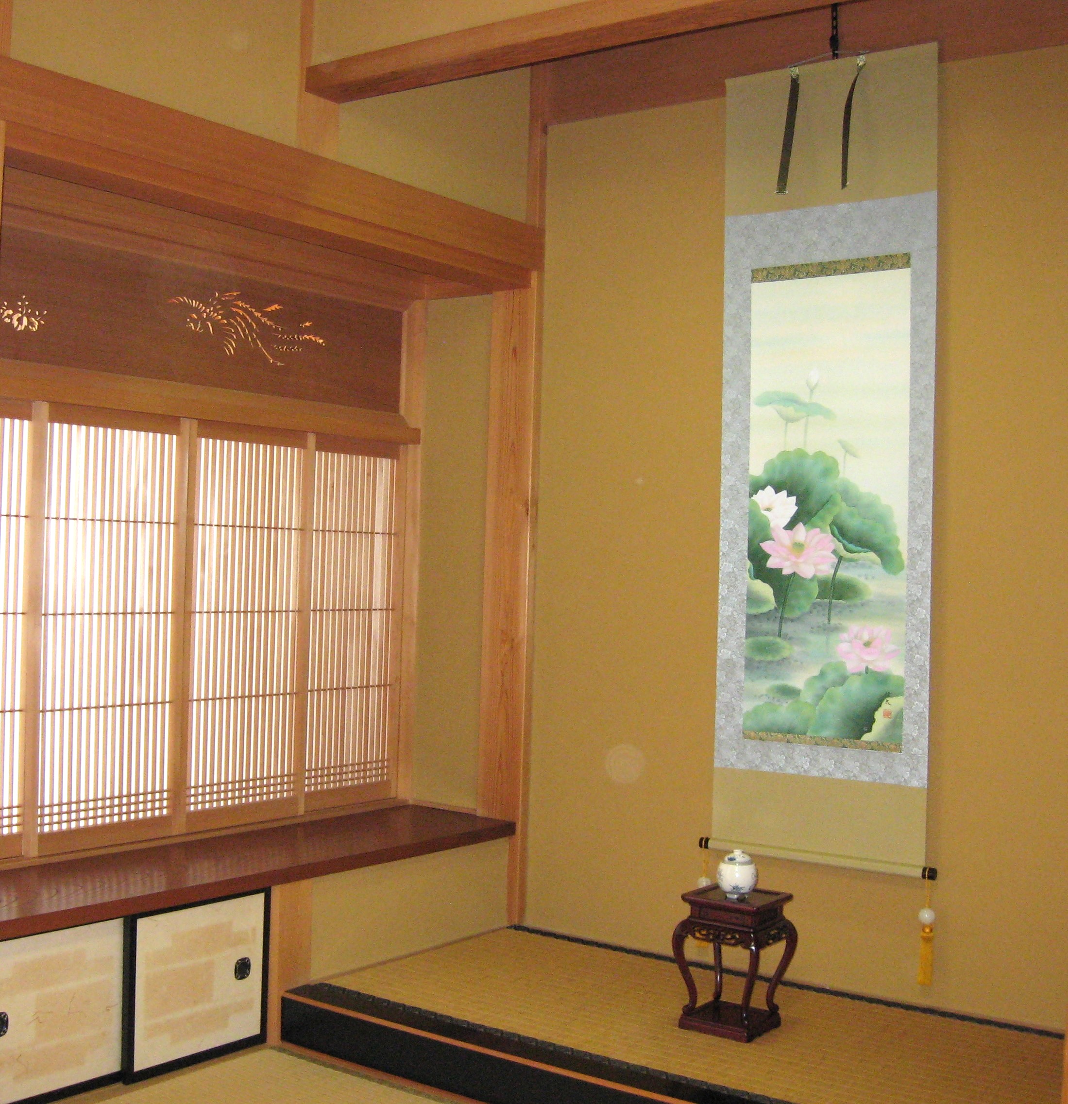 掛け軸 掛軸 聖蓮花（蓮の花）◇石田恒太（特殊工芸作品・新品