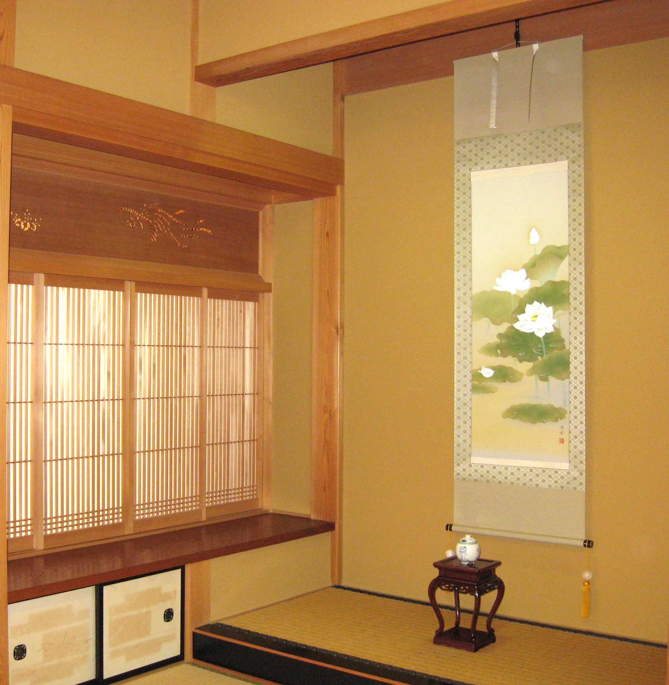 掛け軸 掛軸 蓮心（蓮の花） 鈴木優莉 (真作・新品) 太巻 : 掛け軸の