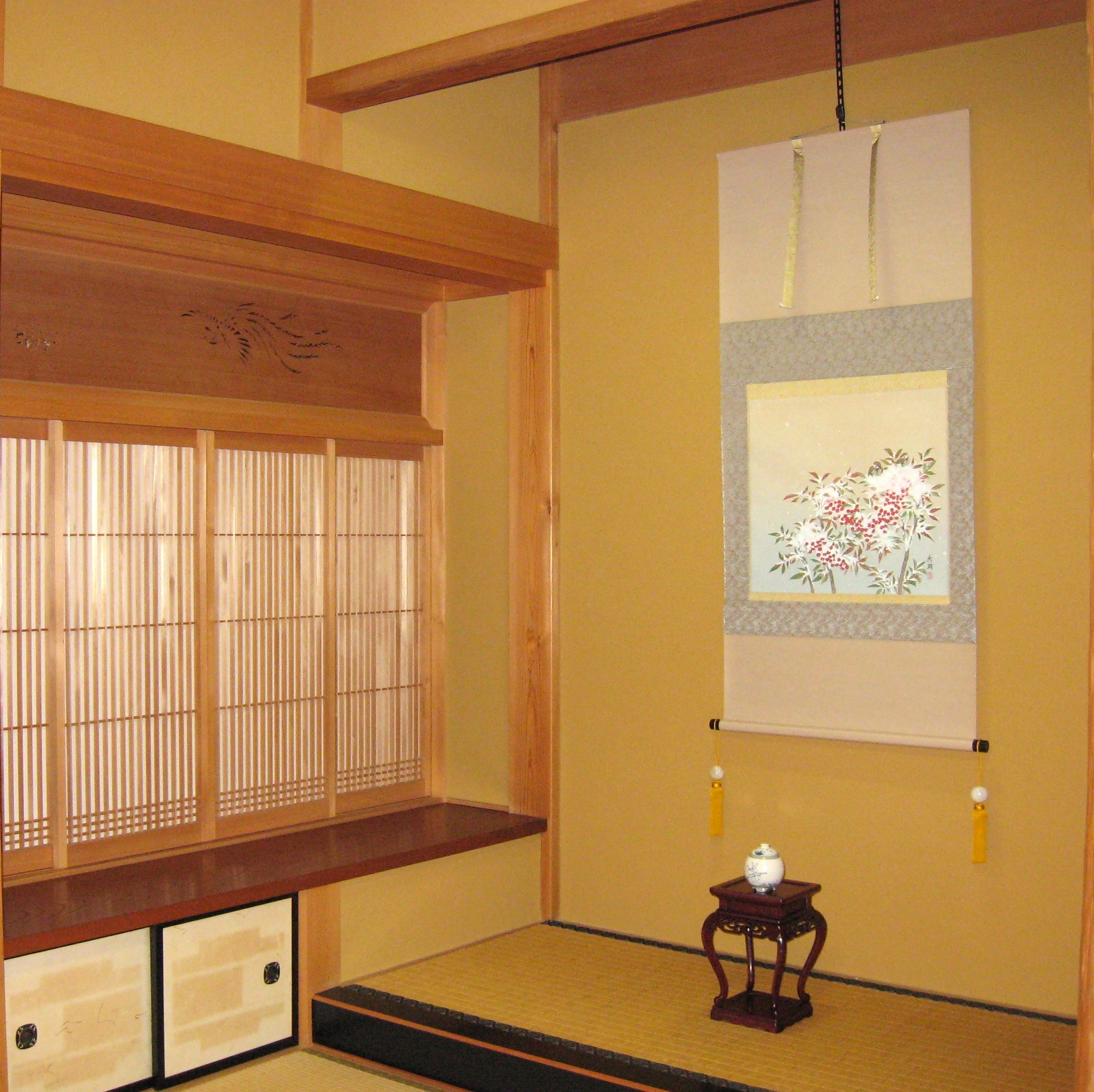 掛け軸 掛軸 南天に雪 鈴木秀湖 (真作・新品) 尺八横 : 掛け軸の専門店