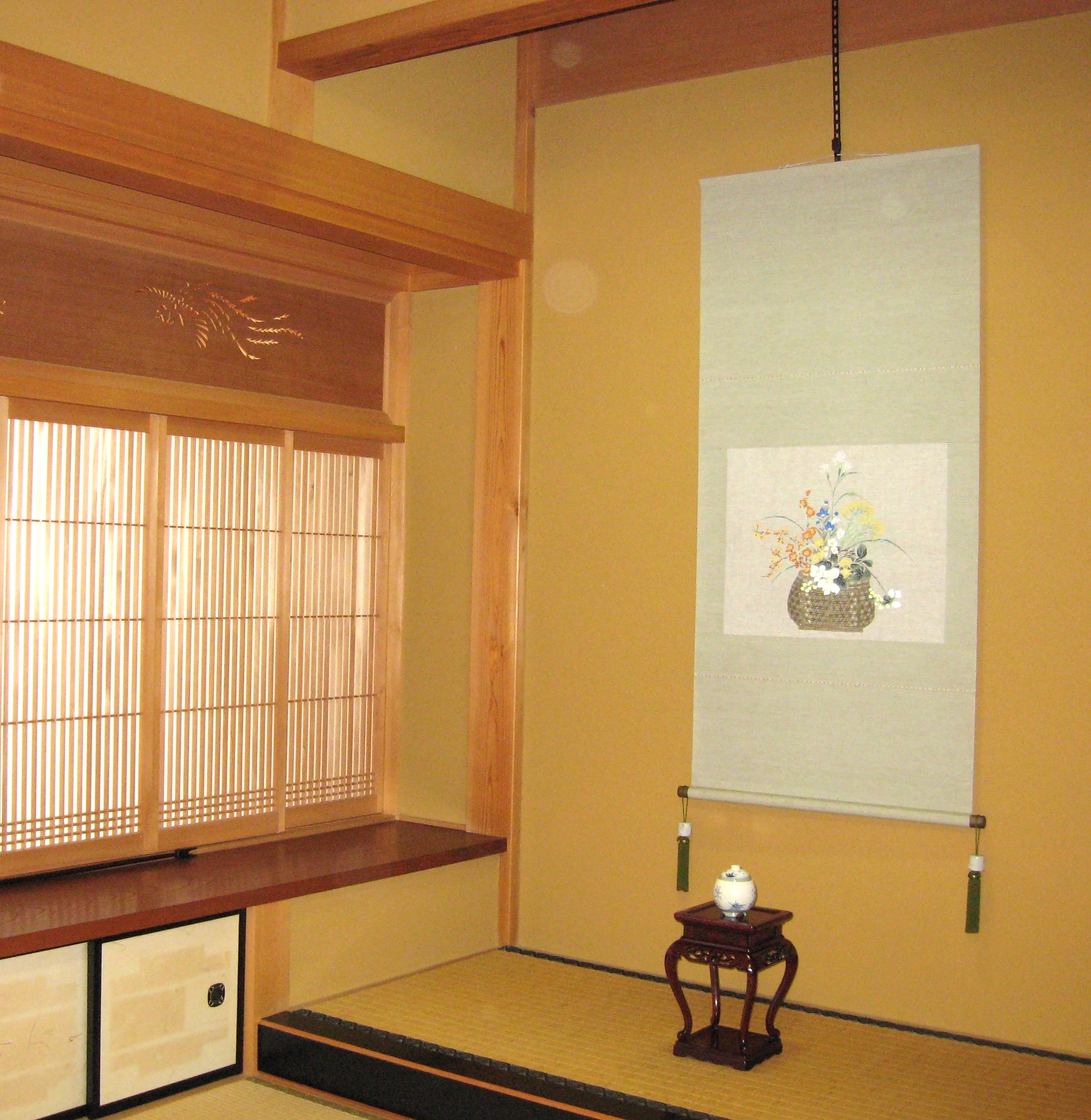 掛け軸 掛軸 花籠 高木硯山 (真作・新品) 尺八横 : 掛け軸の専門店 香