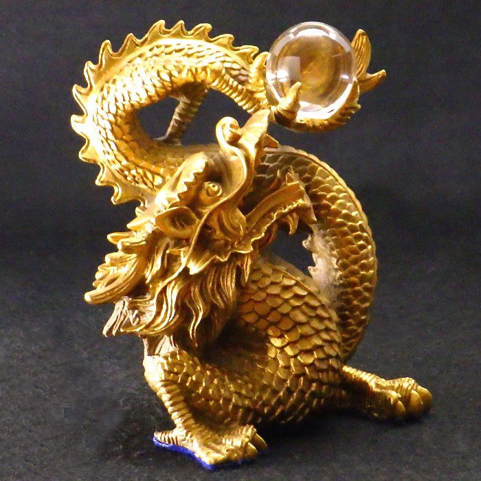 ブランド 新品 龍の置物 金龍 - 金属工芸