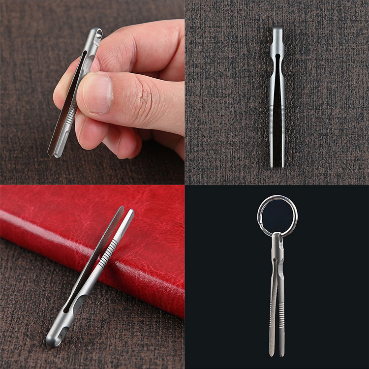 ピンセット チタン合金製 小型 コンパクト キーホルダー
