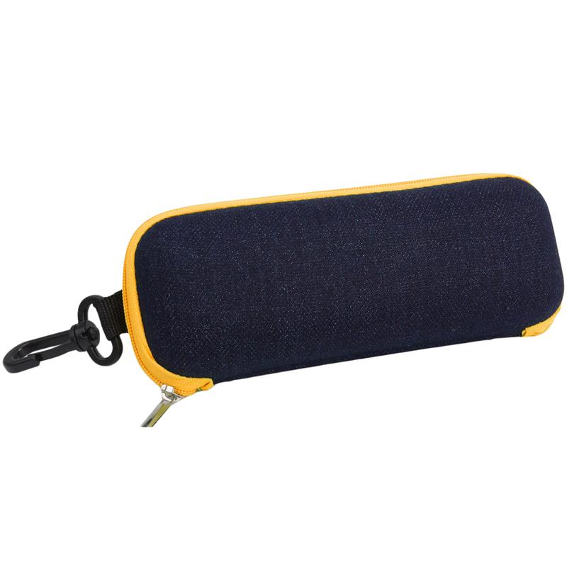 メガネケース ハード 眼鏡 ハードケース チャック カラビナ付き 潰れ