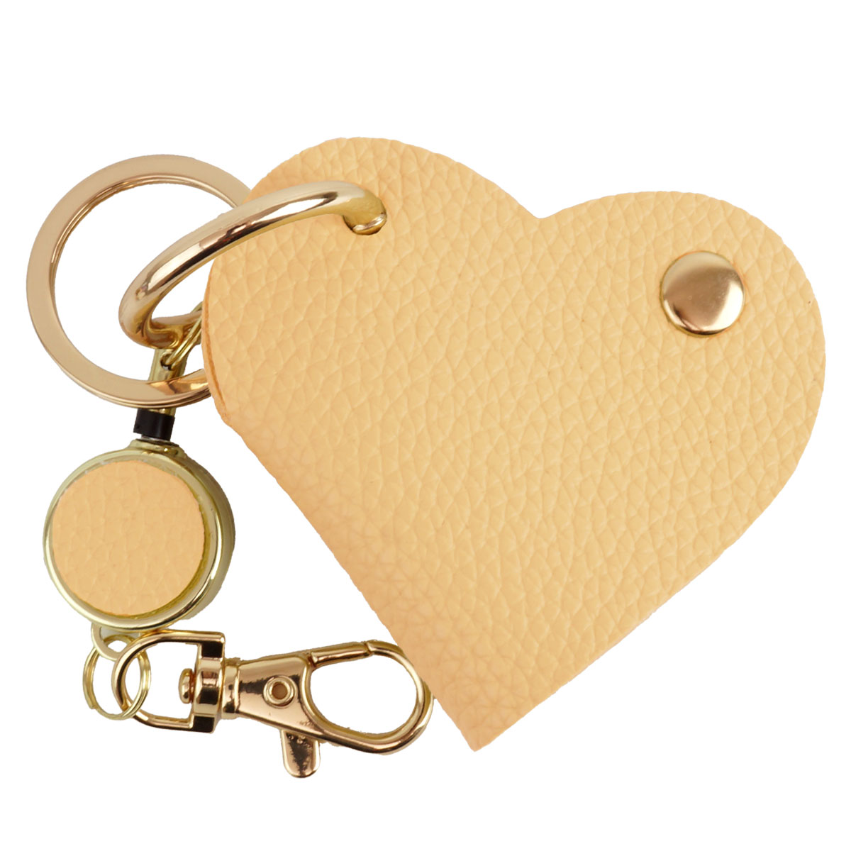 リール付き ハート型キーケース 鍵入れ キーホルダー バッグチャーム