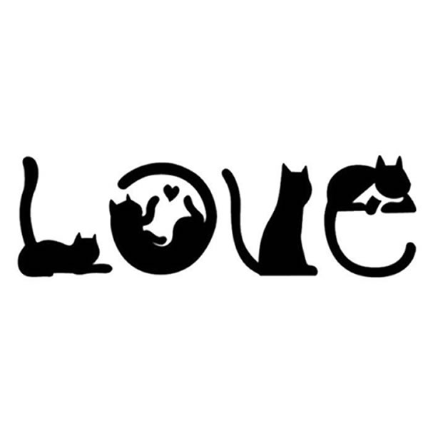 カーステッカー 猫 LOVE シルエット 文字 ステッカー ネコ おしゃれ 白猫 黒猫 車 バイク 車体 かわいい 車アクセサリー｜koyokoma｜02