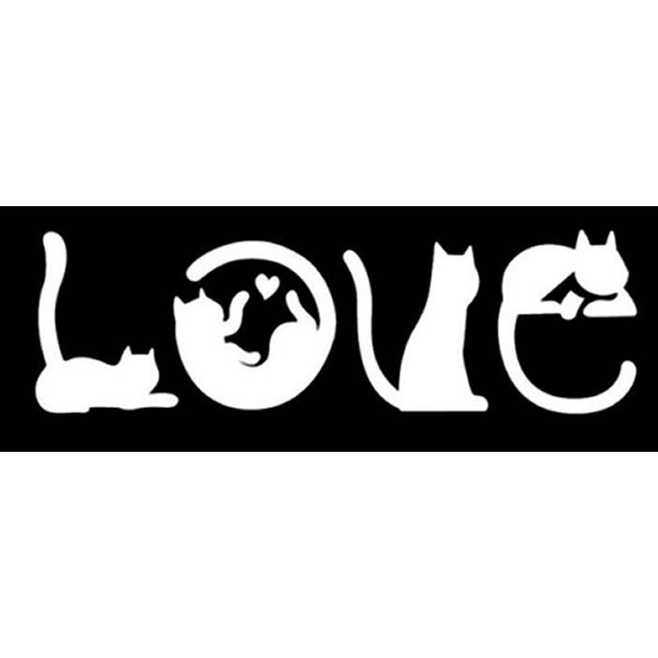 カーステッカー 猫 LOVE シルエット 文字 ステッカー ネコ おしゃれ 白猫 黒猫 車 バイク 車体 かわいい 車アクセサリー｜koyokoma｜03