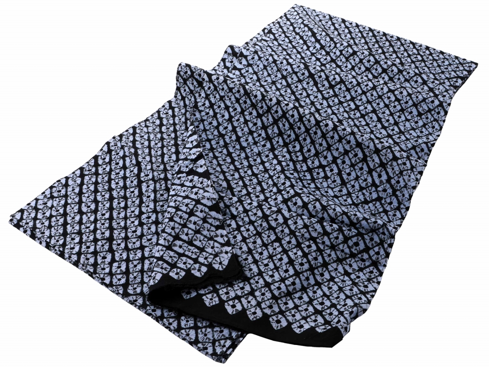 有松絞り　反物 有松絞り 綿 紳士 本絞り 反物 キングサイズ 黒地 mt-139-14 : 和の心