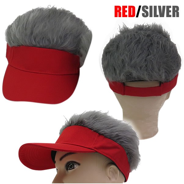 ゴルフ ヘアーバイザー 髪の毛付き 赤　フレアーバイザー サンバイザー ウイッグ 帽子 コンペ