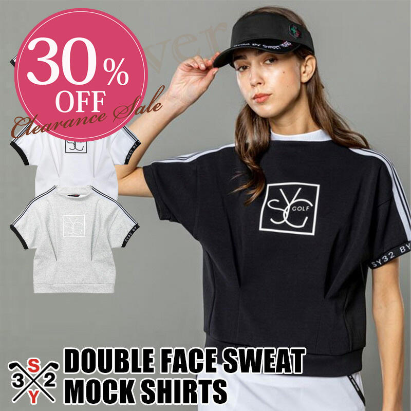 SY32 ゴルフ SY32 レディース スウェット シャツハーフスリーブ シャツ DOUBLE FACE SWEAT MOCK SHIRTS 半袖