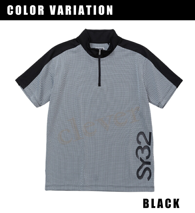 【SY32】人気ロゴネーム×ラバーロゴマーク 長袖ゴルフハーフジップポロシャツL SY32 BY SWEET YEARS GOLF［エスワイサーティトゥバイスウィート