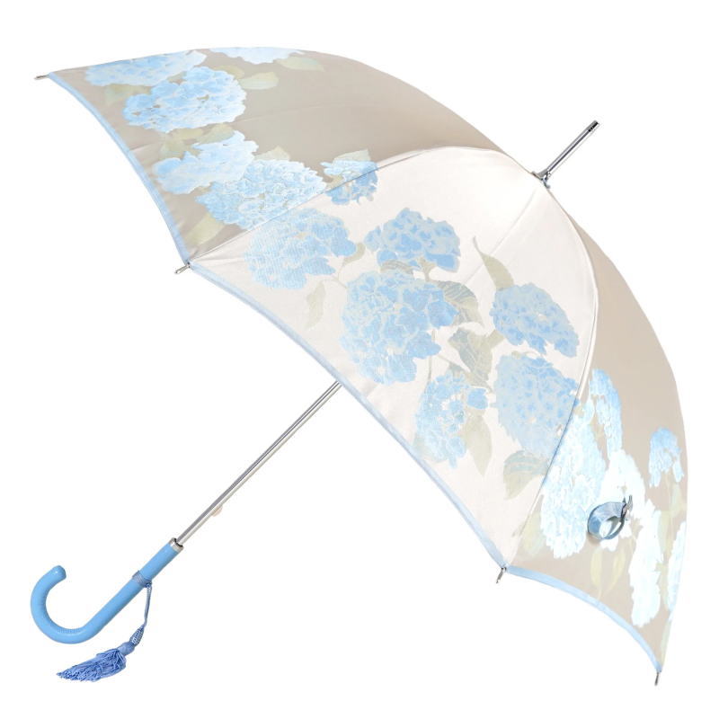日本製〕【晴雨兼用】長傘 絵おり 紫陽花（あじさい）まるで花束